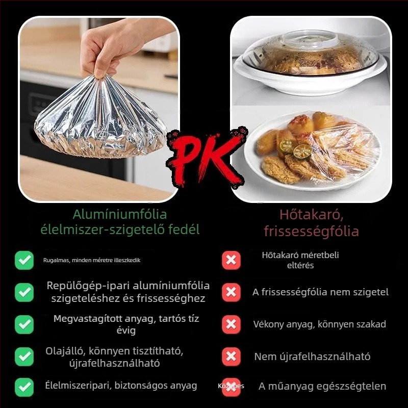Élelmiszer-minőségű alumíniumfólia ételkészítéshez, szigetelő fedéllel a konyhában