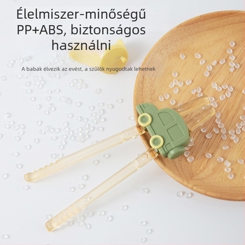Autó formájú tanuló evőpálcikák gyerekeknek, tigriszáj dizájnnal, ABS anyagból, 24 hónapos és idősebbeknek, 1 készlet