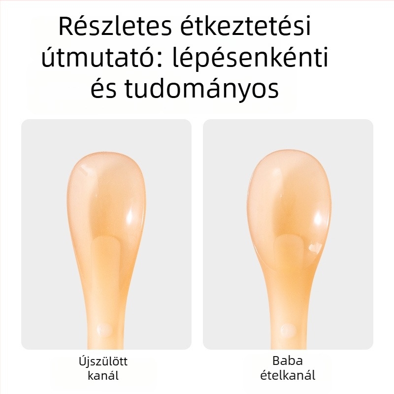 Szilikon baba kanál gyerekeknek, 3 hónapos kortól, 1 darab készlet, Nano Silver stílus, új kínai stílus