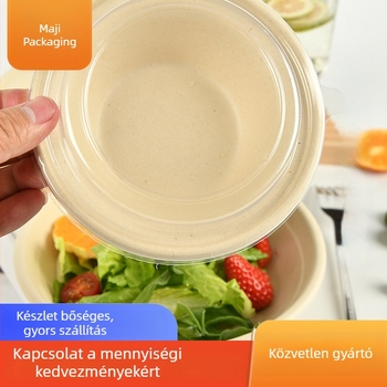 Egyszer használatos papírpulpából készült joghurt- és gyümölcssaláta tál, kör alakú, 340 ml, biológiailag lebomló, testreszabható (300 db/doboz)