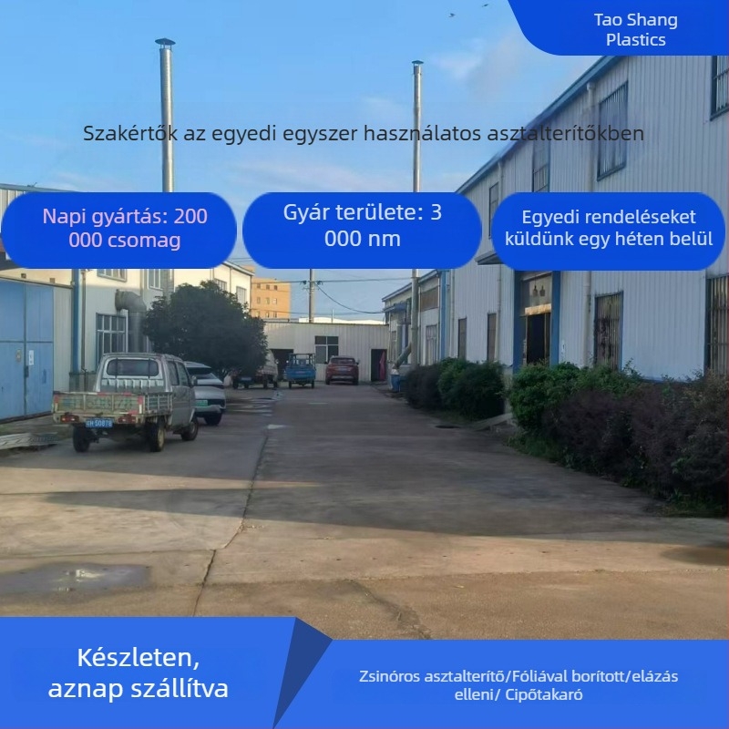 Egyszer használatos kerek asztalterítő, vízálló és olajálló, vastagított műanyag fóliából, kempinghez és piknikhez.