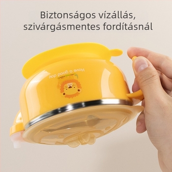 Rozsdamentes acélból készült gyerekeknek szánt szívó pohár, csúszásmentes, ütésálló és hőtartó