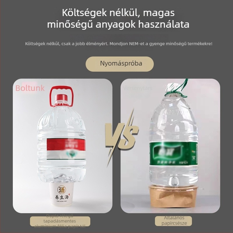 Egyszer használatos papír tál duplarétegű alumíniumfóliával, kerek ételcsomagoló doboz házhoz szállításhoz, logónyomtatás elérhető
