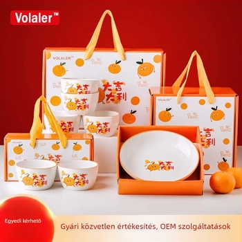 Porcelán tál és evőpálcika készlet, Great Gedali minta, kerek forma, túlglazúros felület, mikrohullámú sütőbe is használható