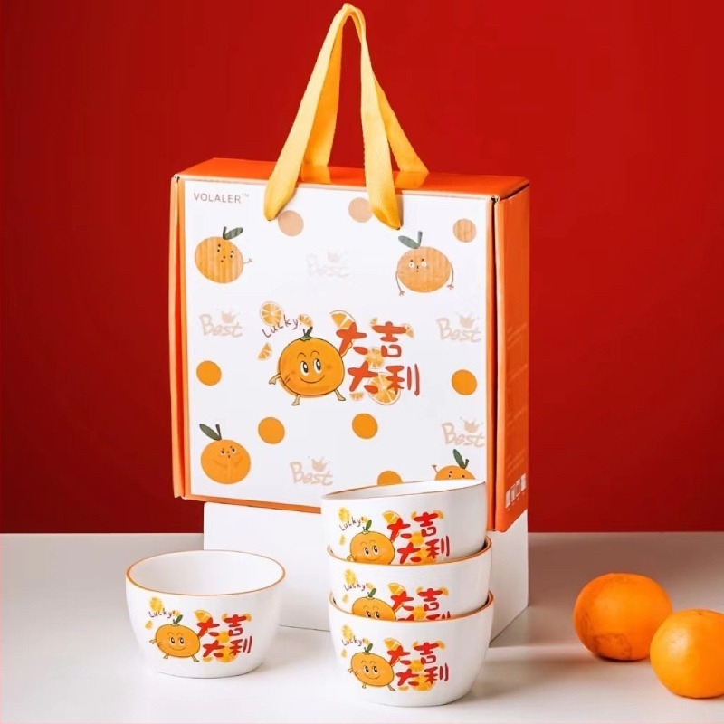 Porcelán tál és evőpálcika készlet, Great Gedali minta, kerek forma, túlglazúros felület, mikrohullámú sütőbe is használható