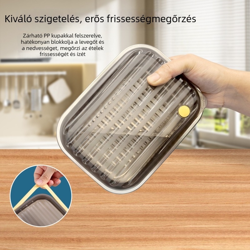 Rozsdamentes acél ebédes doboz, zárható fedővel, hengeres, 1–2 L, egy rétegű