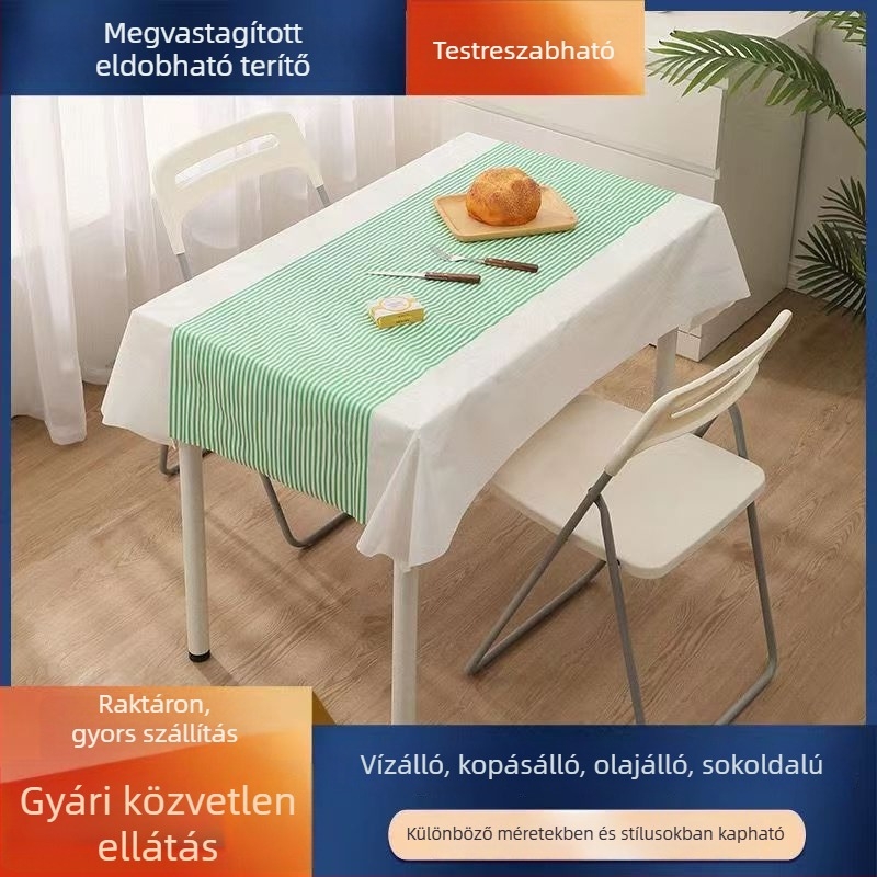 Egyszer használatos, vastagított asztalterítő, csíkos, téglalap alakú, éttermeknek, otthoni használatra, esküvőkre és piknikekre