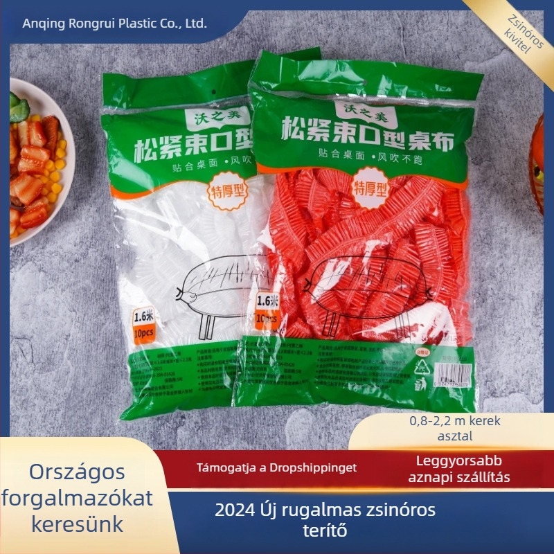 Egyszer használatos PE átlátszó asztalterítő elasztikus szélekkel, esküvői bankettekhez, olajálló