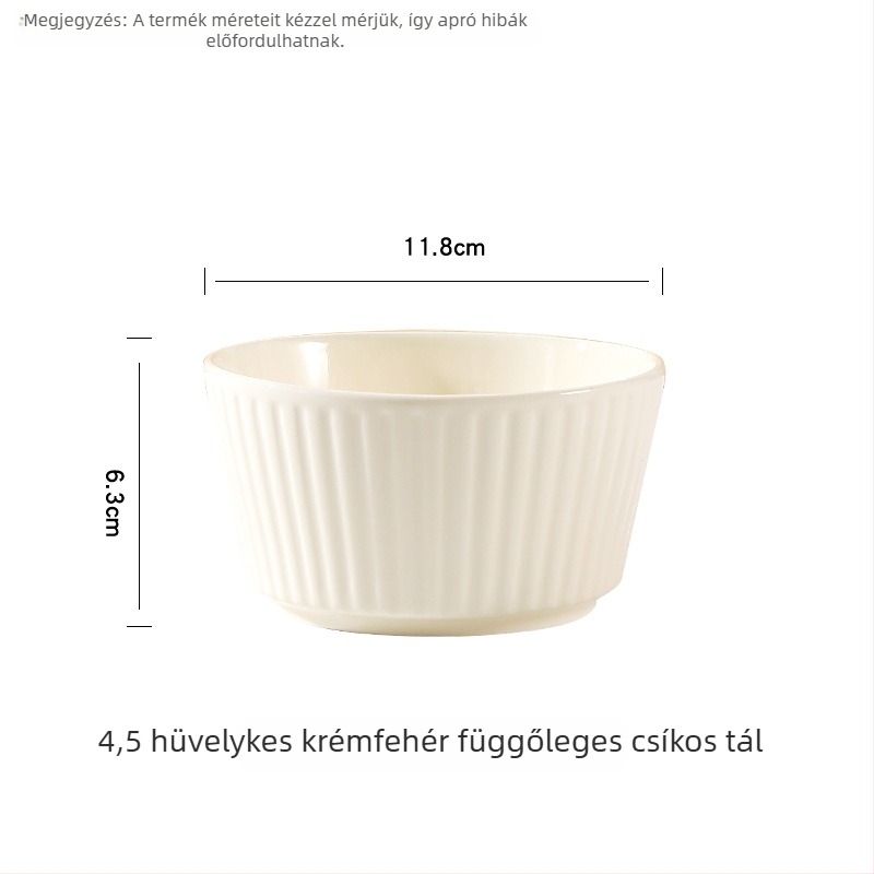 Porcelán rizs tálak készlet, 10 darab, krém stílus, gömbölyű forma, mikrohullámú sütőben használható