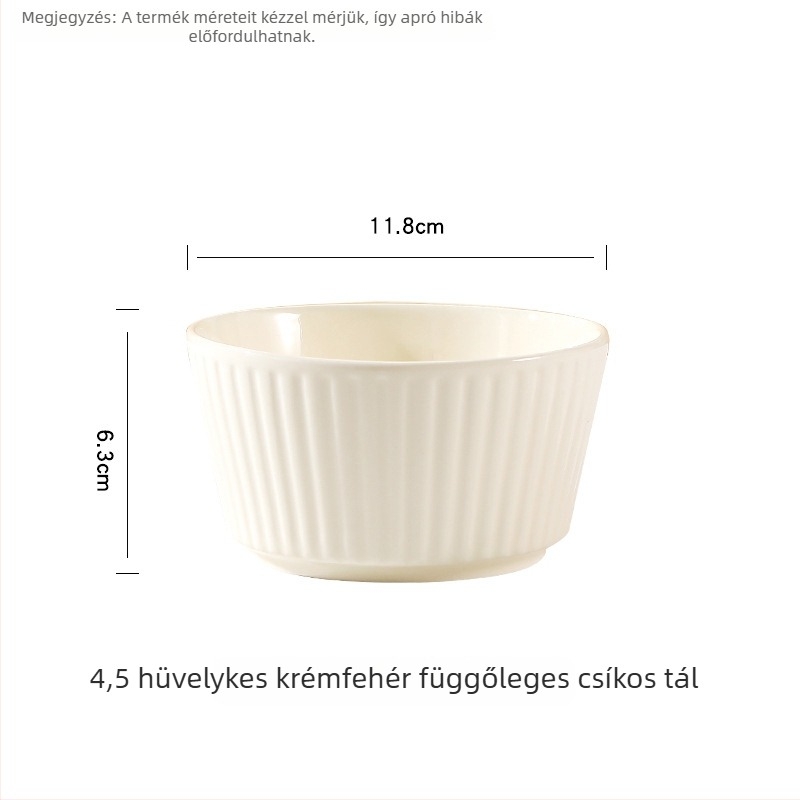 Porcelán rizs tálak készlet, 10 darab, krém stílus, gömbölyű forma, mikrohullámú sütőben használható