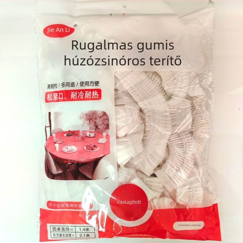 Átlátszó, egyszer használatos asztalterítő húzózsinórral, olajálló, vastagított műanyagból