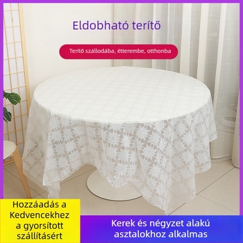 Egyszer használatos műanyag asztalterítő, vastított, kör- és téglalap alakú asztalokhoz, mintás, vízálló és olajálló.