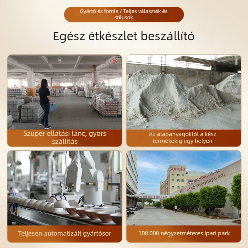 Porcelán étkészlet tálakkal, tányérokkal és evőpálcikákkal — aláglazúros felület, mikróbarát, modern minimalista kínai stílus
