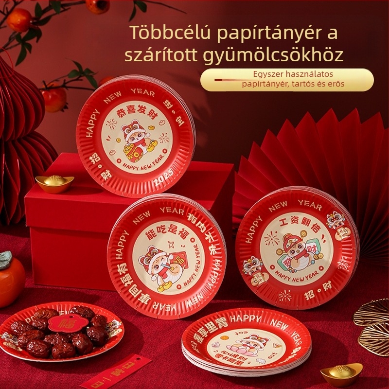 Egyszer használatos papírtányérok cukornád rostból, biológiailag lebomló, kültéri barbecue-hoz és születésnapi tortához