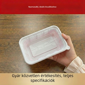 Egyszer használatos, téglalap alakú ételhordó doboz, élelmiszer-PP anyagból, mikrohullámú sütőben használható