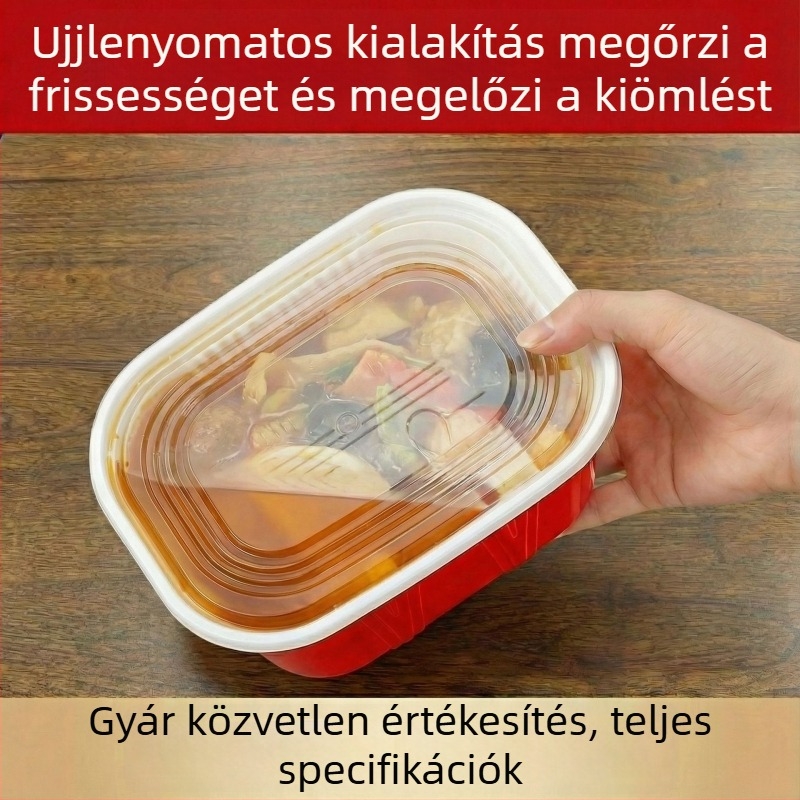 Egyszer használatos, téglalap alakú ételhordó doboz, élelmiszer-PP anyagból, mikrohullámú sütőben használható