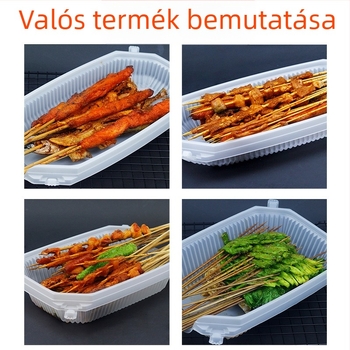Egyszer használatos BBQ takeout doboz, téglalap alakú, nyitott tetejű PP ebédes doboz, nyomtatott logóval, mikrohullámú sütőhöz nem alkalmas, csomagolás 150/box vagy 200/box