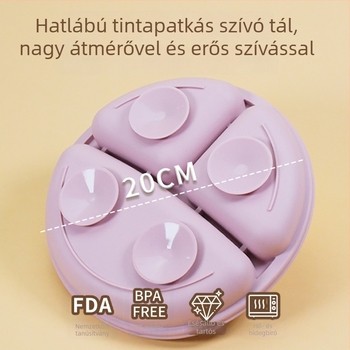 Baba szilikon étkészlet erős szívóerővel, osztott tál a felborulás megelőzésére, 6 darabos készlet