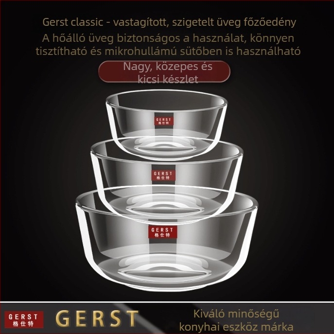 Mikrohullámú sütőbe tehető, hőálló átlátszó üvegből készült tál, 20 cm Ø, gyümölcssaláta és instant tészta számára