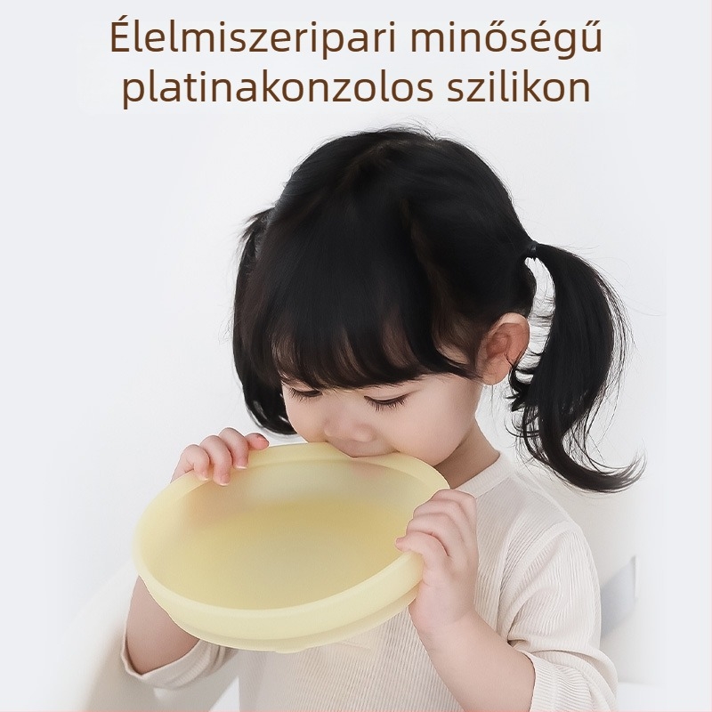 Bethham Baba szilikon félhold alakú vacsorás tál tapadókoronggal önálló etetéshez, 6 hónapos kortól
