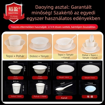 Élelmiszer-minőségű egyszer használatos rizshéj étkészlet — tálak, evőpálcák és kanál (3 részes készlet)