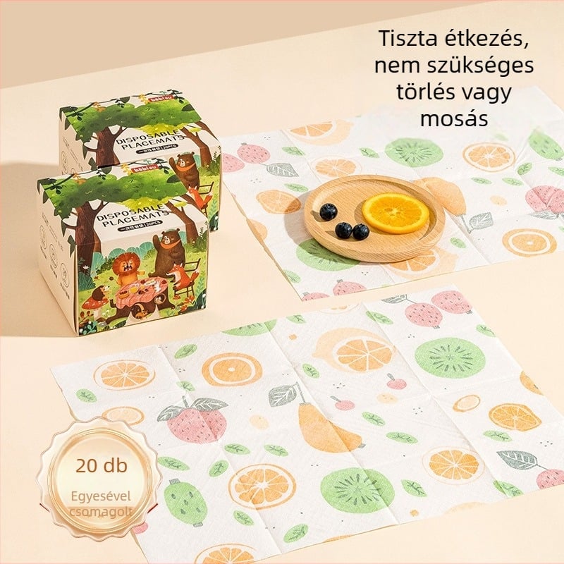 Egyszer használatos baba étkező alátétek, hordozhatóak, olaj- és vízállóak, bambuszrostból – JOYNCLEON/Jingqi