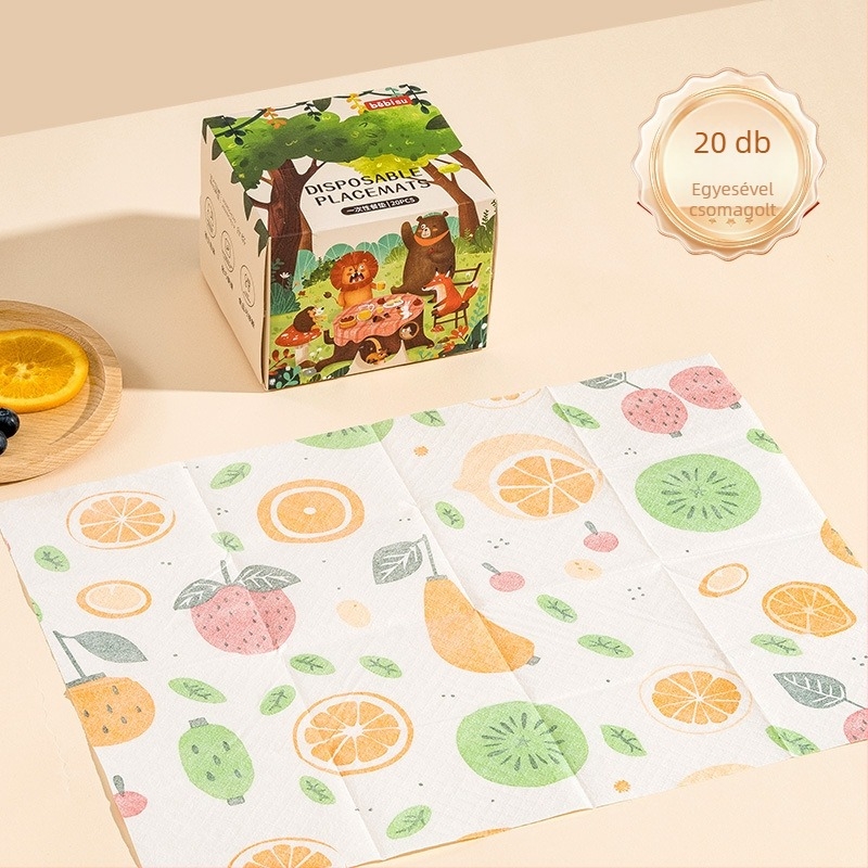 Egyszer használatos baba étkező alátétek, hordozhatóak, olaj- és vízállóak, bambuszrostból – JOYNCLEON/Jingqi