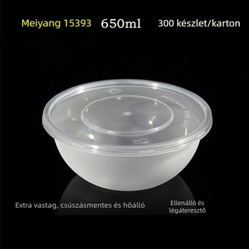 Egyszer használatos tál, 650 ml kapacitás, műanyag, kör alakú, új kínai stílus