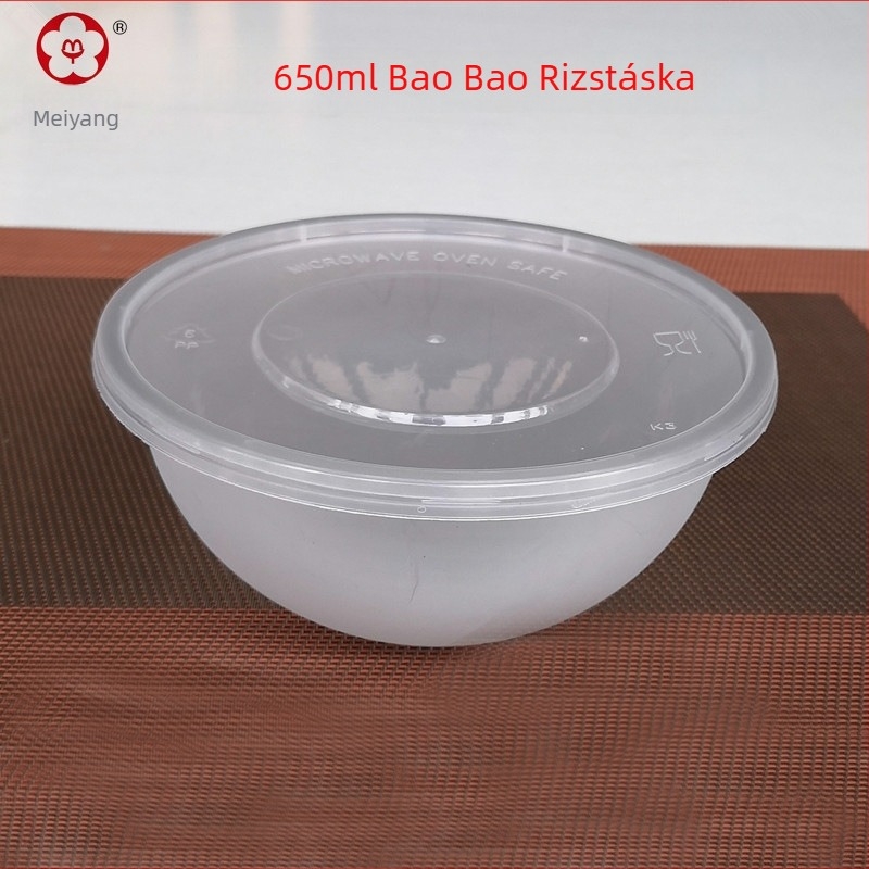 Egyszer használatos tál, 650 ml kapacitás, műanyag, kör alakú, új kínai stílus
