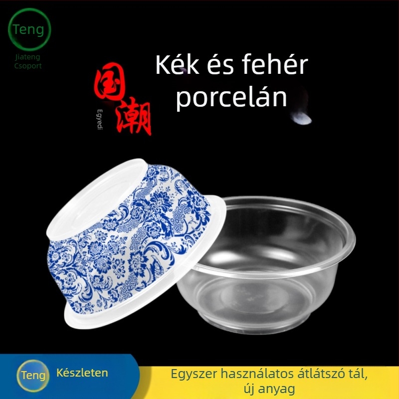 Egyszer használható kerek műanyag tál, 360 ml, 0,25 mm vastagság, logó nyomtatás, testreszabott feldolgozás