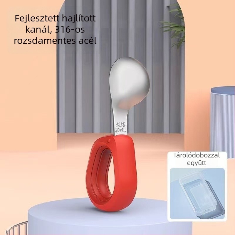 Dijin gyerekeknek készült rozsdamentes acél villa- és kanálkészlet, 12 hónapos kortól