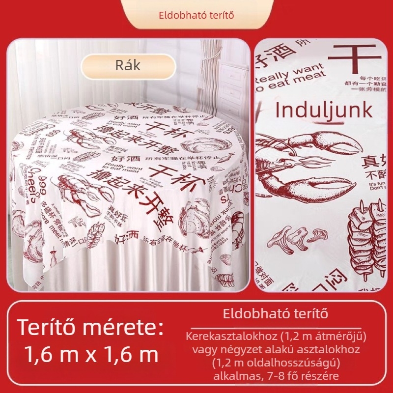 10 db egyszer használatos műanyag asztalterítő, négyzet alakú, vastagított, kockás mintával, víz- és olajálló éttermi és konyhai standokhoz