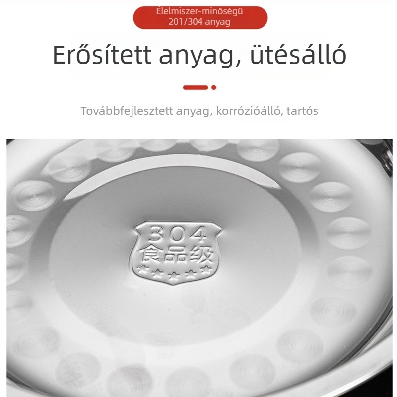 304 rozsdamentes acélból készült mélytál háztartási és kereskedelmi használatra, vastagított kivitel