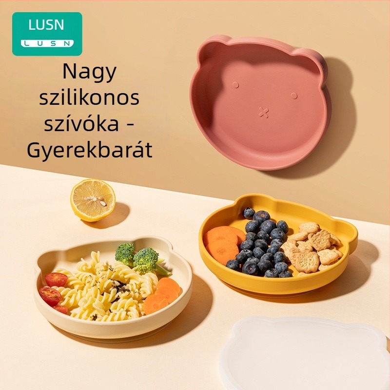 Baba ételtányér szilikon vákuumos alappal – LUSN/Rushan, anyag: szilikon, 3 hónapoktól, stílus: egyszerű