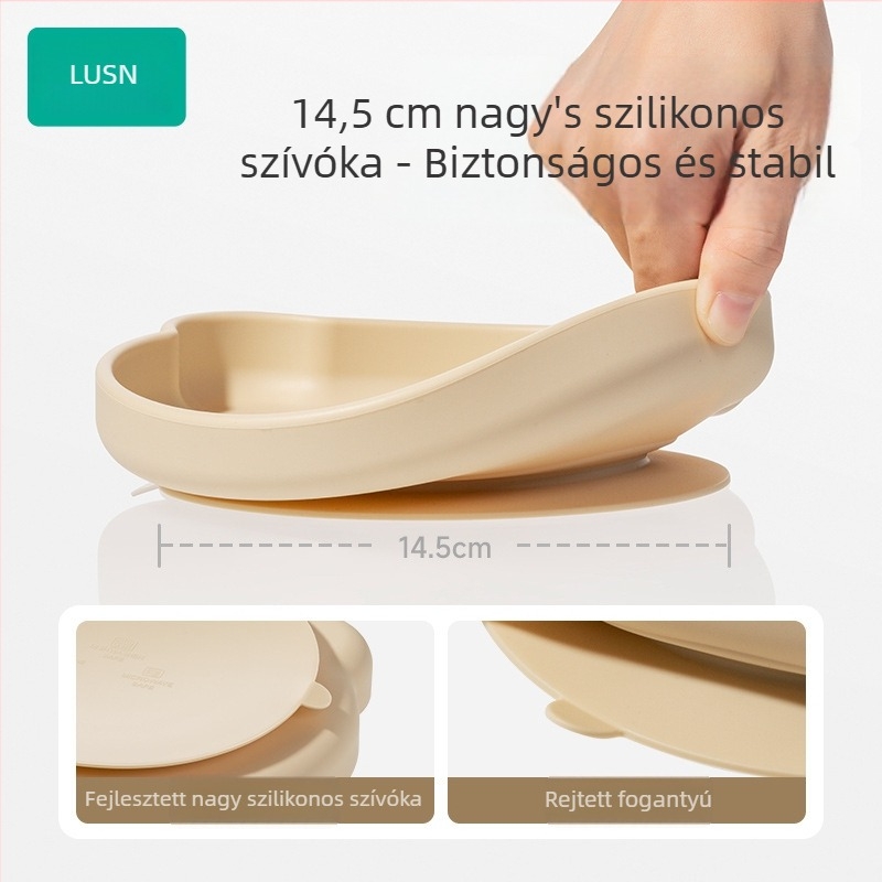 Baba ételtányér szilikon vákuumos alappal – LUSN/Rushan, anyag: szilikon, 3 hónapoktól, stílus: egyszerű