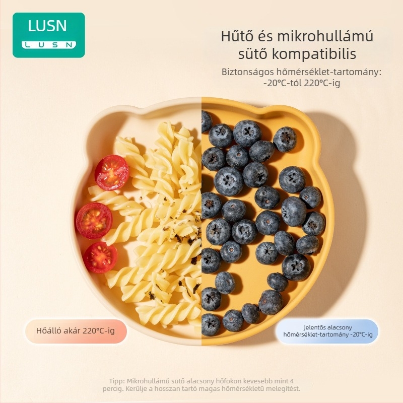 Baba ételtányér szilikon vákuumos alappal – LUSN/Rushan, anyag: szilikon, 3 hónapoktól, stílus: egyszerű