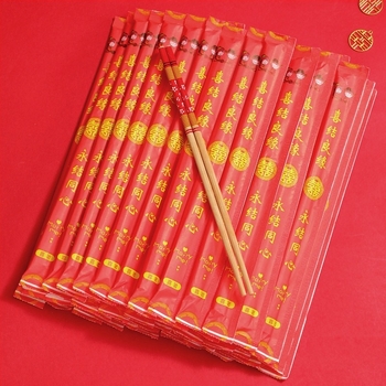 Egyszer használatos evőpálcikák készlet tálával, bambusz, 50 páras csomag, biológiailag lebomló, logó nyomtatás, testreszabás elérhető