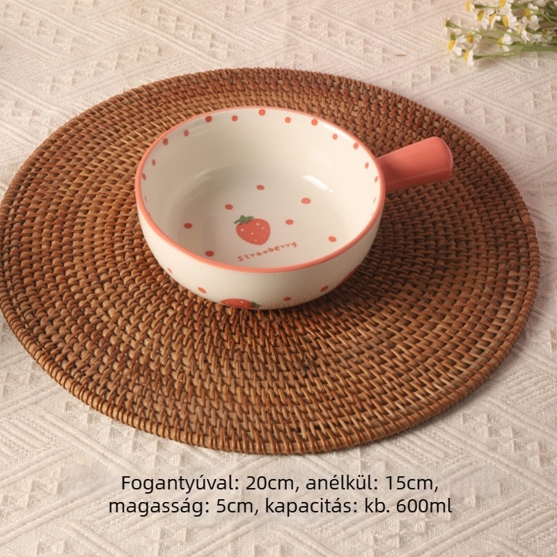 Porcelán tál- és tányérkészlet, pöttyös minta, aranyos stílus, kerek forma, mikrohullámú sütőben használható