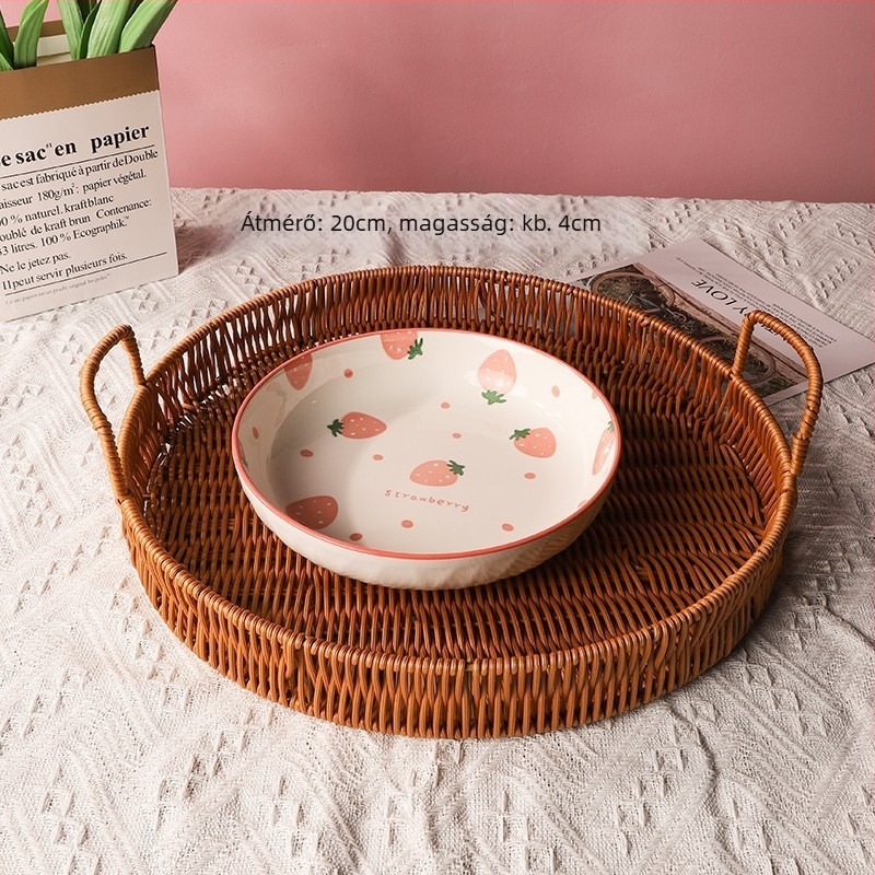 Porcelán tál- és tányérkészlet, pöttyös minta, aranyos stílus, kerek forma, mikrohullámú sütőben használható