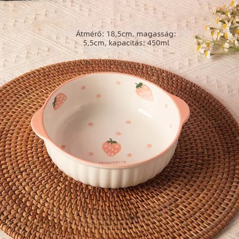 Porcelán tál- és tányérkészlet, pöttyös minta, aranyos stílus, kerek forma, mikrohullámú sütőben használható