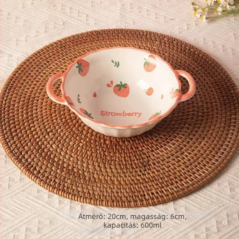 Porcelán tál- és tányérkészlet, pöttyös minta, aranyos stílus, kerek forma, mikrohullámú sütőben használható