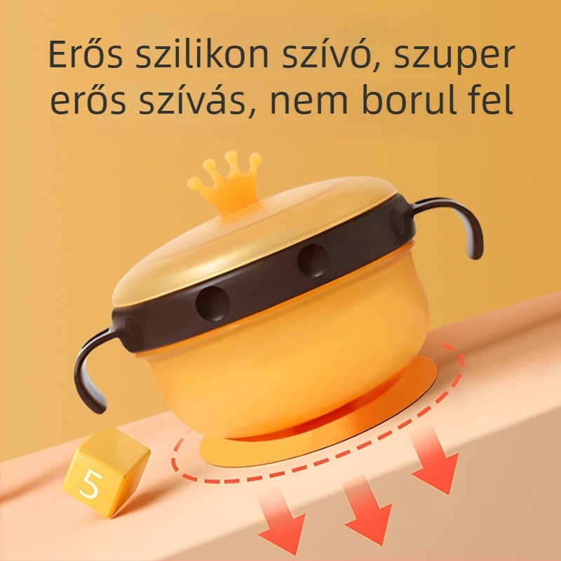 Csecsemőknek készült rozsdamentes acél etető tál szívókoronggal, szigetelt, 3 részes készlet, 6 hónaptól