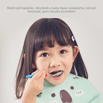 Rikang baba etetőkanál, 304 rozsdamentes acél, tanuló evőkanál, 6 hónapos kortól, modell 3808