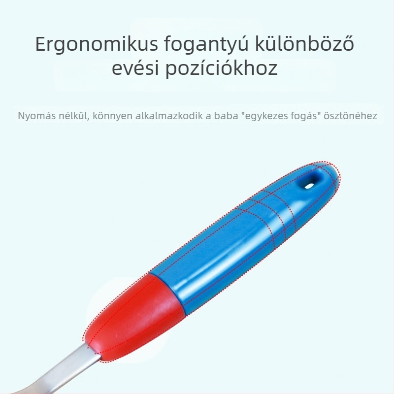 Rikang baba etetőkanál, 304 rozsdamentes acél, tanuló evőkanál, 6 hónapos kortól, modell 3808
