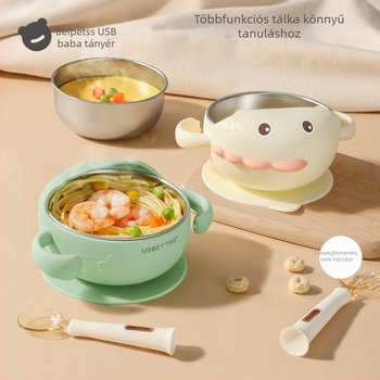Belleptide baba etető tál – rozsdamentes acél, minimalist stílus, 6 hónaposnál idősebb gyermekek számára