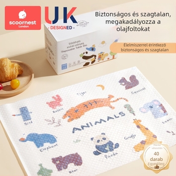 Egyszer használatos gyerek asztali alátét, négyzet alakú, rajzfilmszerű mintázat, rostos papír