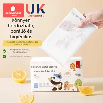 Egyszer használatos gyerek asztali alátét, négyzet alakú, rajzfilmszerű mintázat, rostos papír