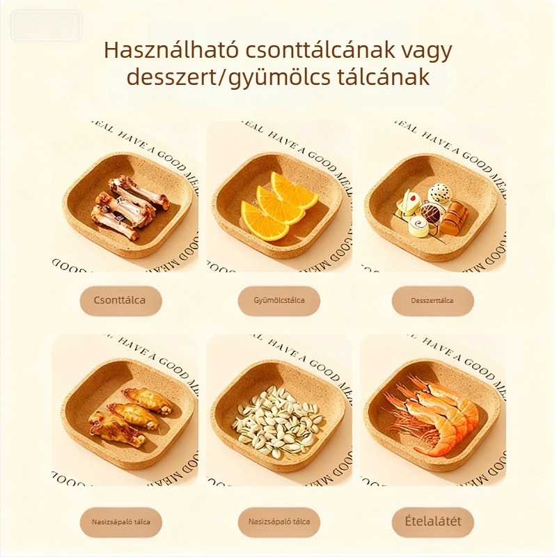 Fa étkezési tál, japán stílusú, négyszögletes formájú, mikrohullámú sütőben használható, logó nyomtatás és testreszabás lehetséges