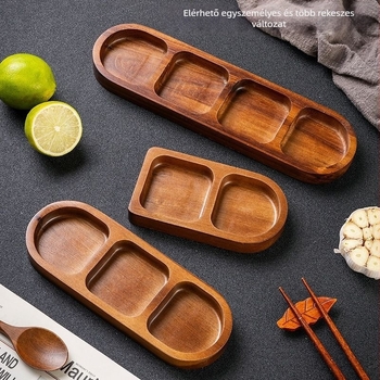 Akácfa fából készült fűszertál három rekesszel, téglalap alakú, modern minimalist stílus, testreszabható