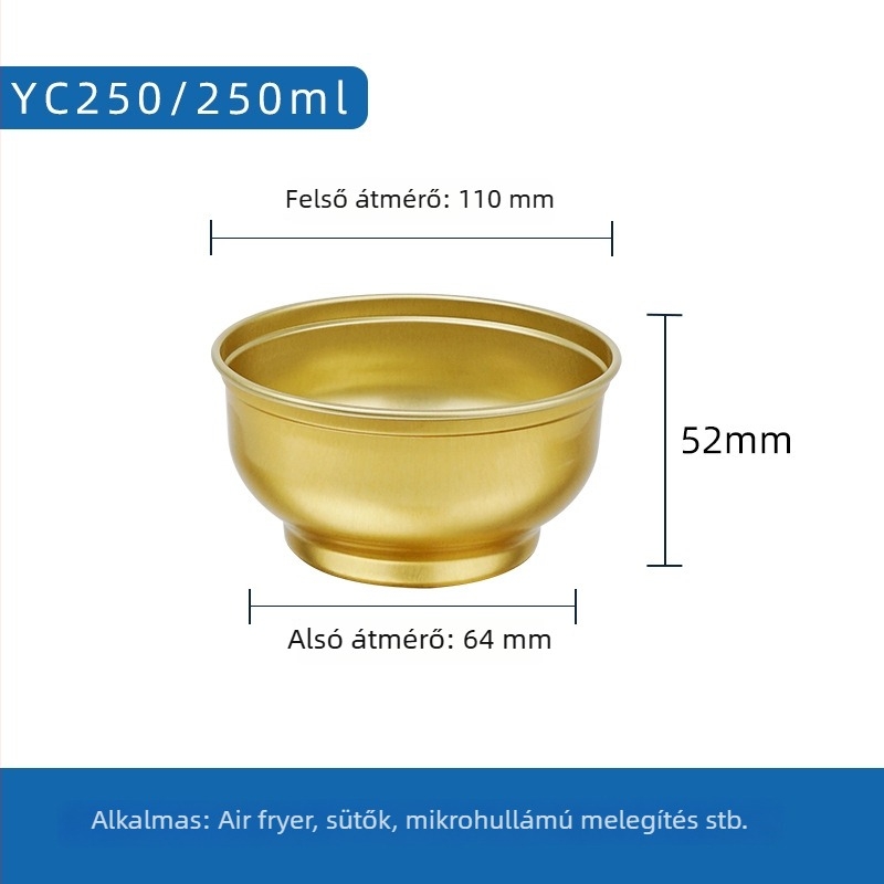 Kis arany tál 250 ml – egyszerhasználatos alumíniumfóliás tál Bird's Nest és Fish Maw számára